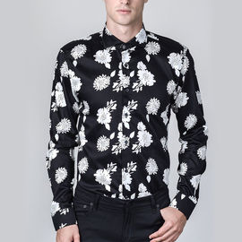 Long Sleeve Mens Fashion Casual Shirts Winter 100% Polyester Floral Print Style